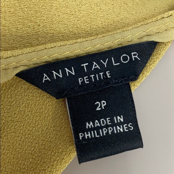 Ann Taylor petite Triacetate olive mist Twist shift dress-2P - Picture 7 of 9